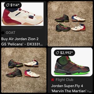 Jordan Super Fly 4 'Marvin The Martian' + Zion 2 'Pelicans' - sz 9 Lot